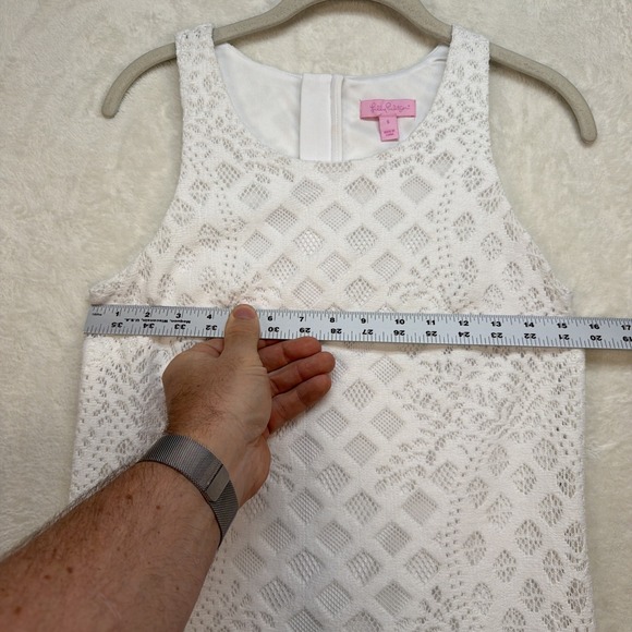 Lilly Pulitzer White Lace Shift Dress Tassel Hem Sleeveless Resort Women S - Picture 5 of 10